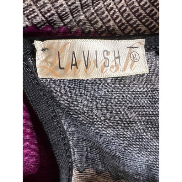 Lavish Women's Size XL Rainbow Colorful Striped Top With Side Ruching Keyhole Ba - Picture 8 of 8